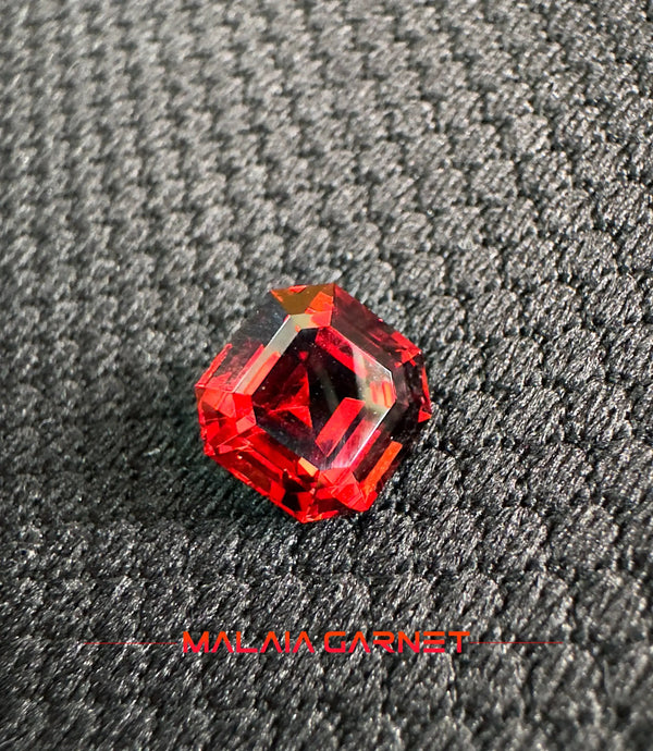 3.63ct Red Orange Malaia Garnet Asscher cut | Tanga's Sunset Fire Gem - LUVICI GEMS INTERNATIONAL