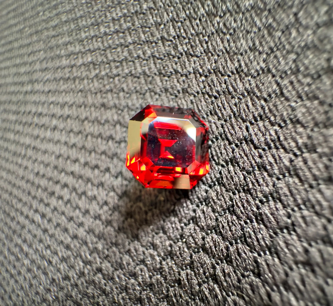 3.63ct Red Orange Malaia Garnet Asscher cut | Tanga's Sunset Fire Gem - LUVICI GEMS INTERNATIONAL