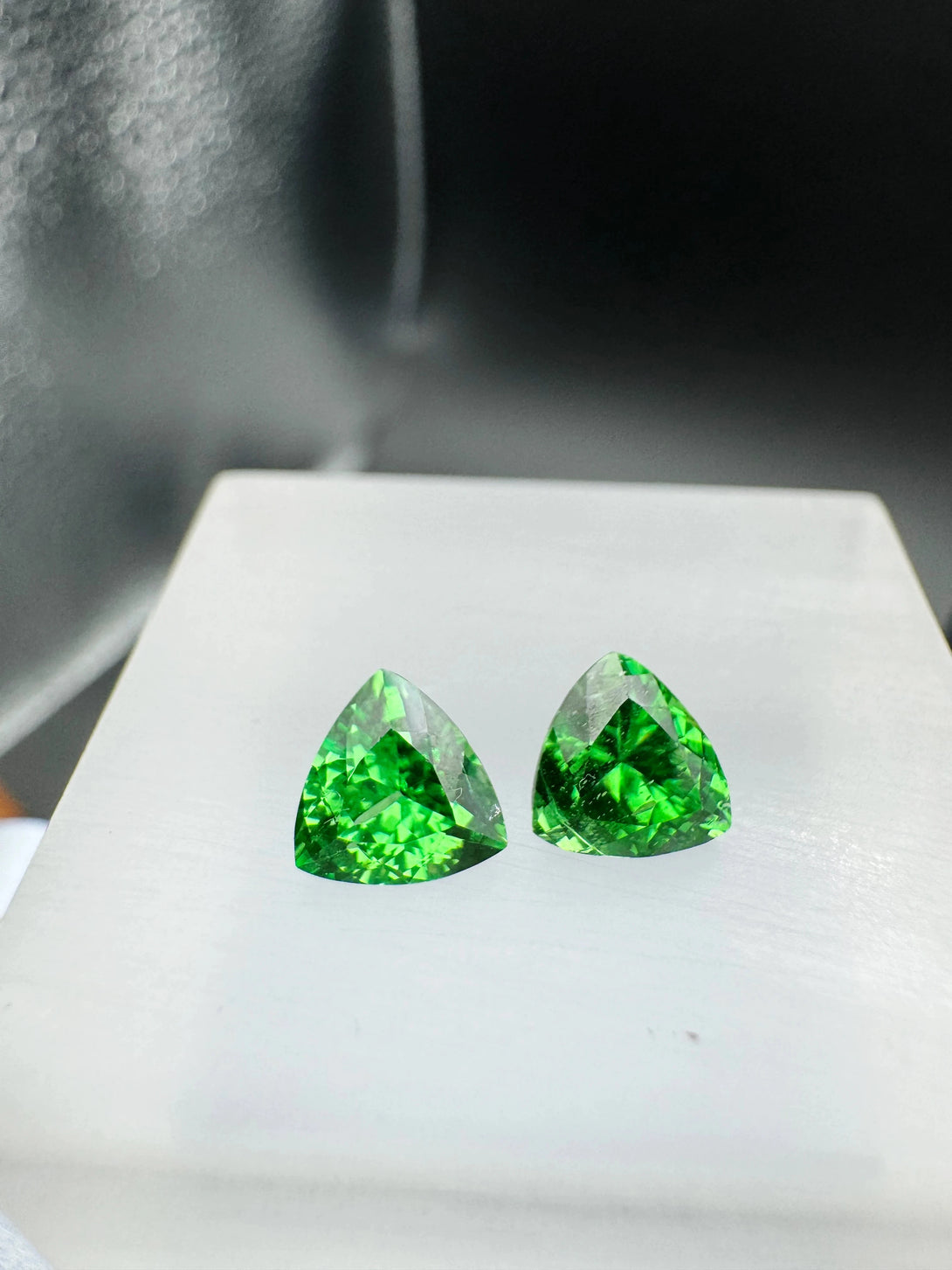 The Kryptonite Duo | 1.86 ctw Tsavorite (Trilliant ) from kenya LUVICI GEMS INTERNATIONAL