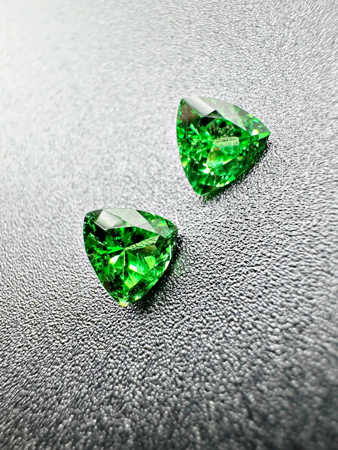 The Kryptonite Duo | 1.86 ctw Tsavorite (Trilliant ) from kenya LUVICI GEMS INTERNATIONAL
