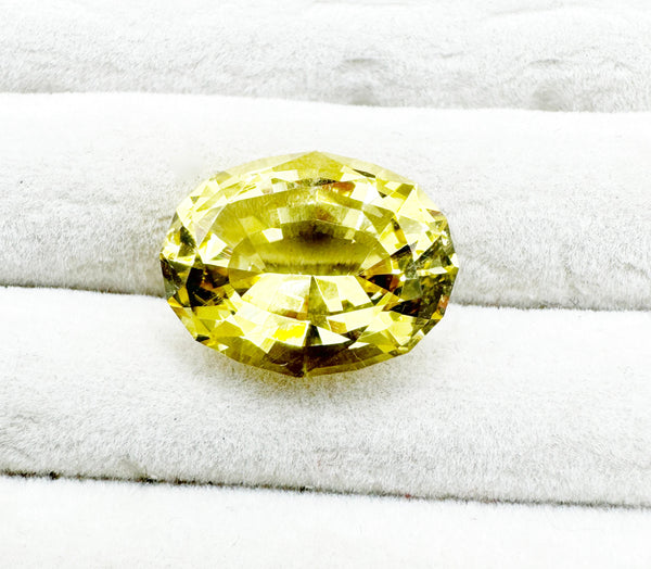 THE HELIO CRYSTAL | HELIODOR 6.78 CT FANCY OVAL MODIFIED CUT - LUVICI GEMS INTERNATIONAL